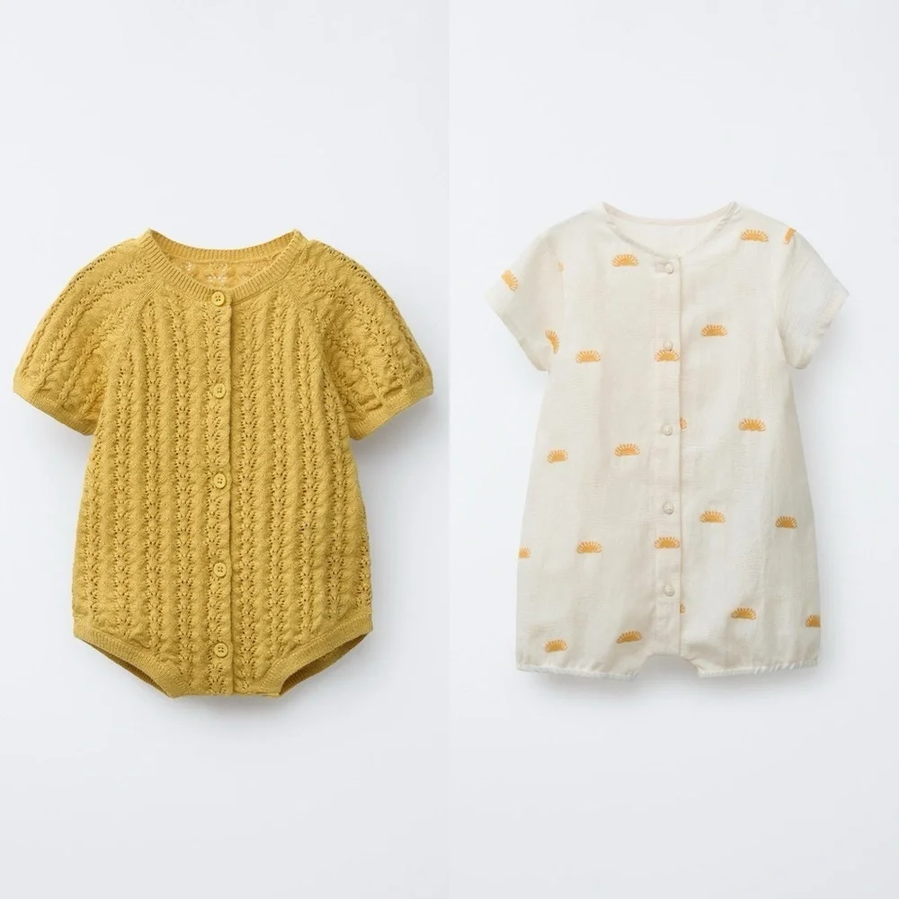 Zara Baby Knit Texture Jumpsuit & Sun ☀️ Romper
